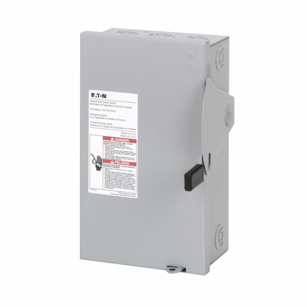 DG221UGB DG Series Non-Fusible General Duty Safety Switch, 240 V AC, 30 A, 3 hp, DPST Contact, 2 Poles