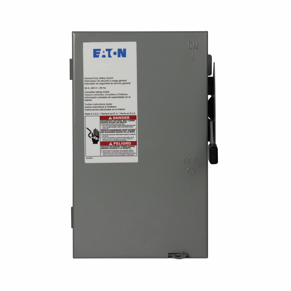 DG321UGB DG Series Non-Fusible General Duty Safety Switch, 240 V AC, 30 A, 3 hp, 7-1/2 hp, 3PST Contact, 3 Poles