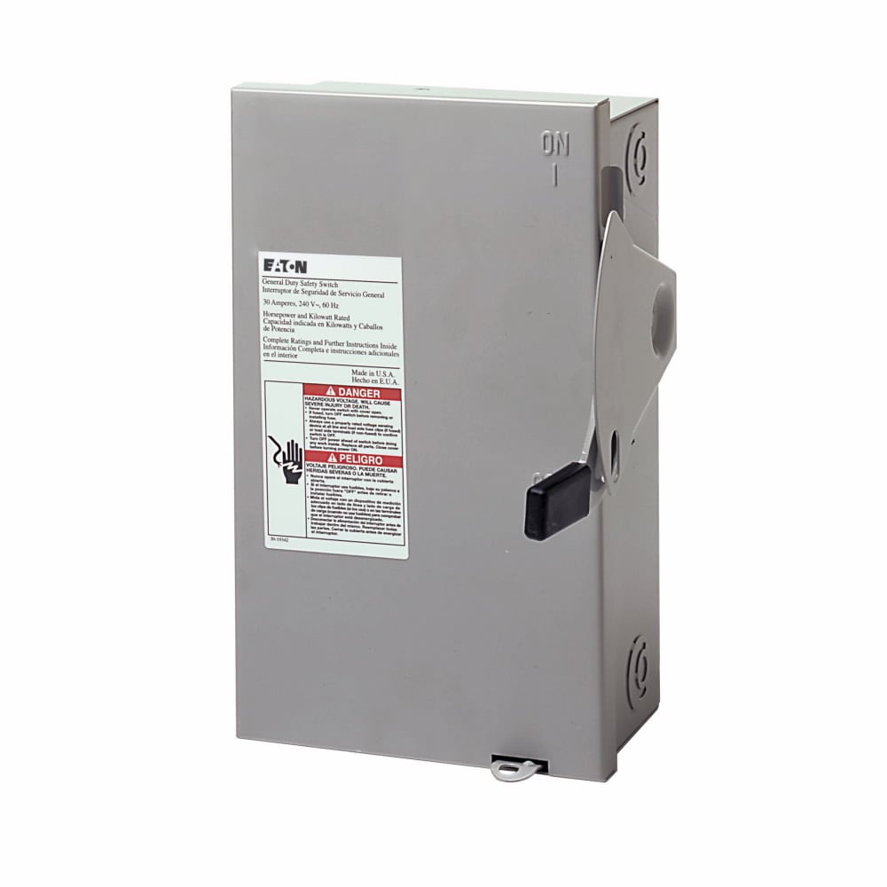 DG321NGB B Series Cartridge Fusible General Duty Safety Switch With Neutral, 240 V AC, 30 A, 3 to 7-1/2 hp, 3PST Contact, 3 Poles