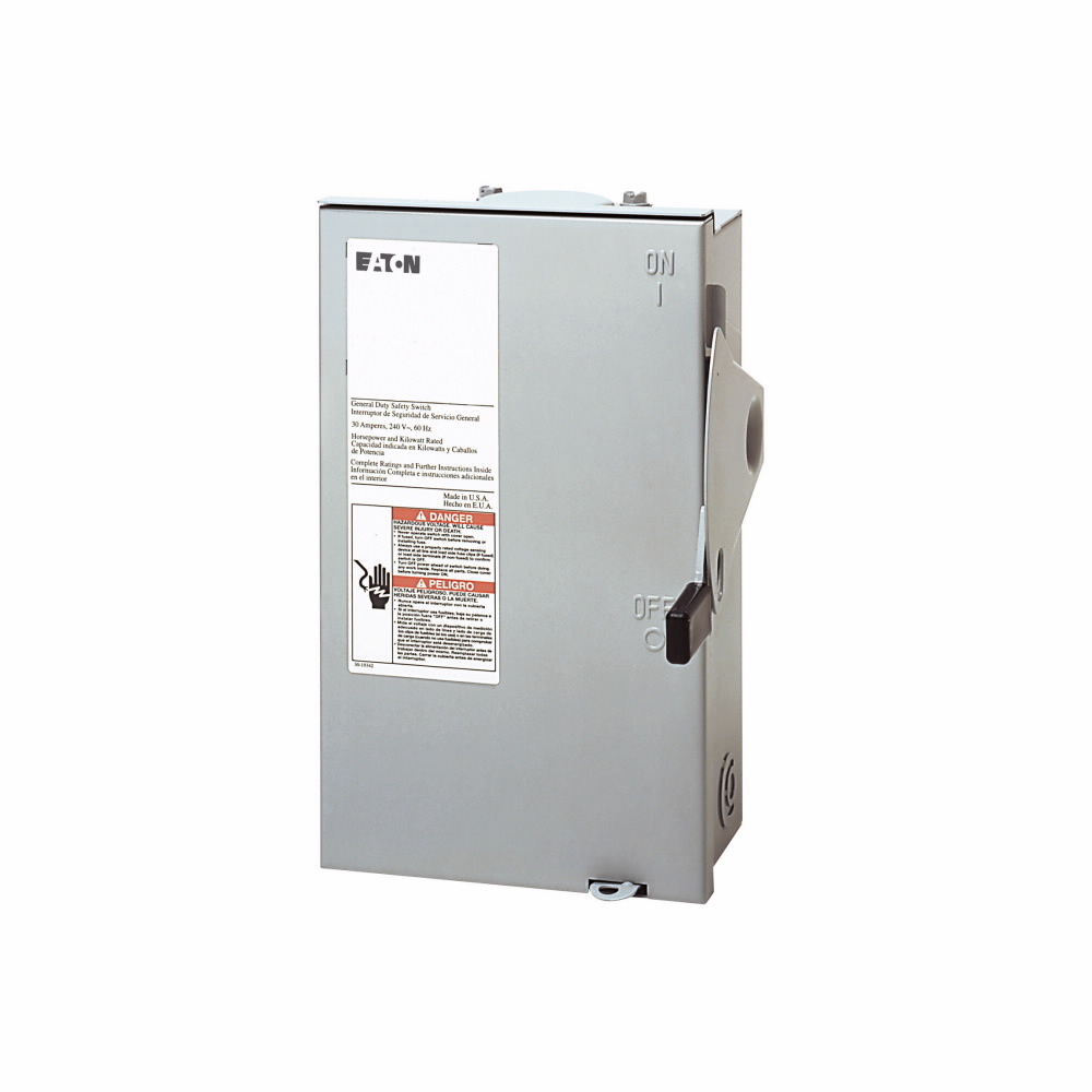 DG221URB DG Series Non-Fusible Rainproof General Duty Safety Switch, 240 V AC, 30 A, 3 hp, DPST Contact, 2 Poles