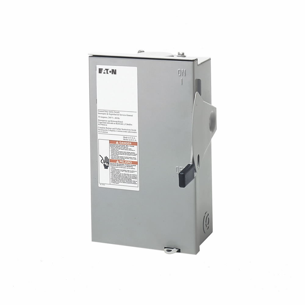 DG321NRB DG Series Cartridge Fusible General Duty Safety Switch, 240 V AC, 30 A, 1-1/2 to 3 hp, 3 to 7-1/2 hp, 3PST Contact, 3 Poles
