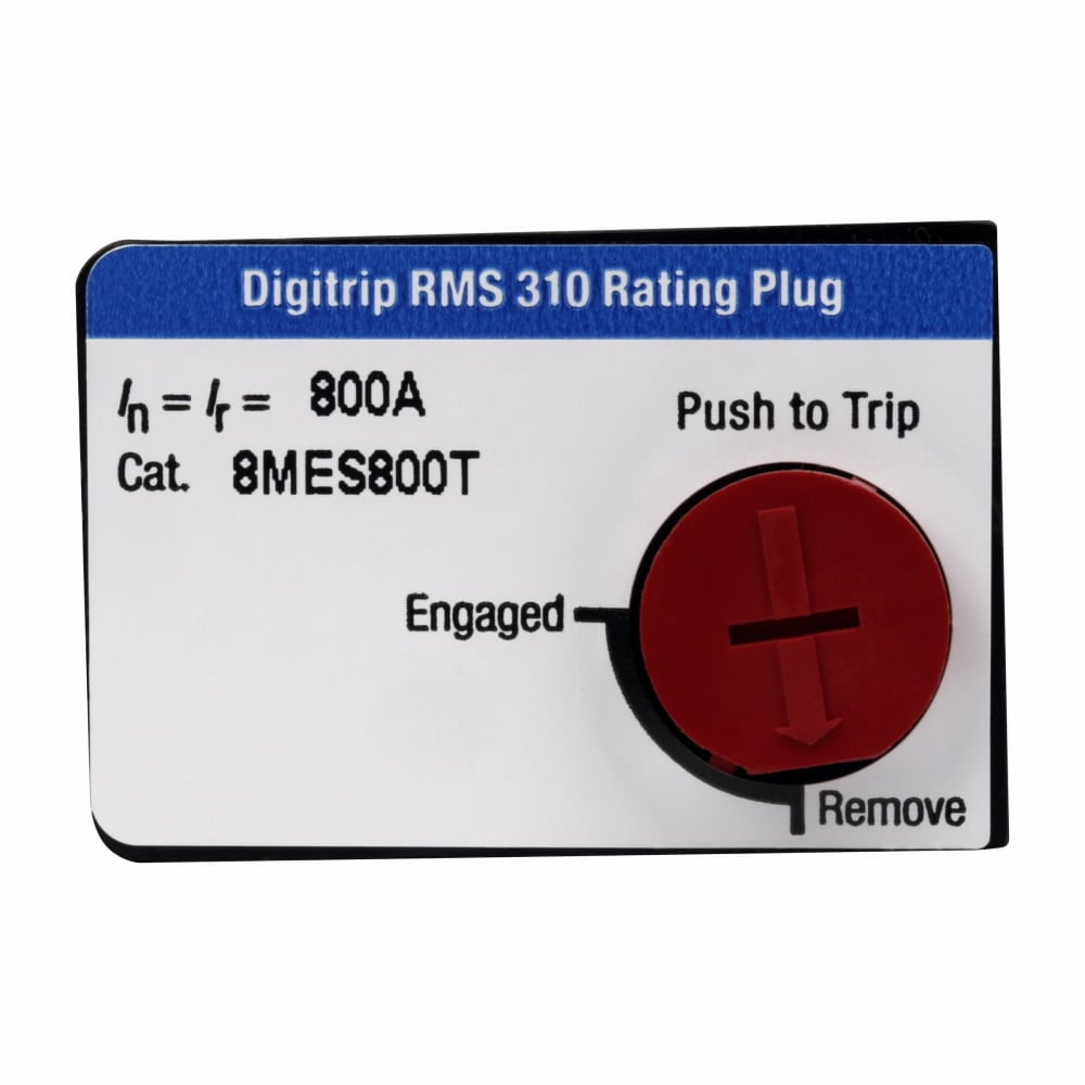 8MES800T C Series Digitrip RMS 310 Electronic Fixed Non-Interchangeable Trip Breaker Rating Plug, 800 A, 800 A Plug Current, MDL/HMDL/CMDL/CHMDL Frame