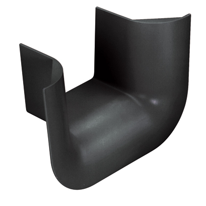 FTR4X4BL 3-Sided Trumpet Spillout, 2 in Bend Radius, ABS, Black