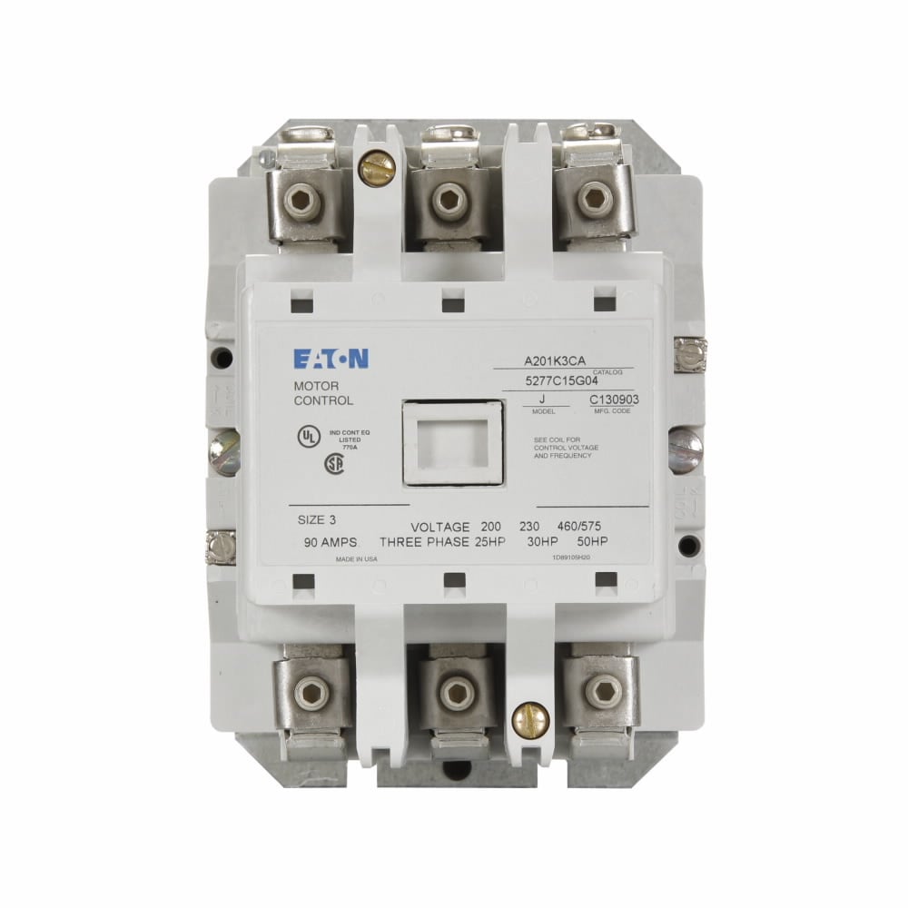 A201K3EA Full Voltage Non-Reversing NEMA Contactor, 110/120 V AC V Coil, 90 A, 1NO Contact, 5 Poles