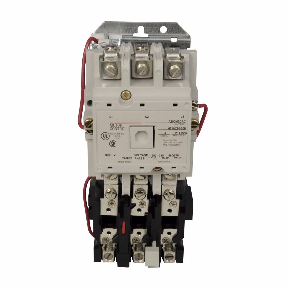 A200M2CACD Magnetic NEMA Starter, 110/120 VAC V Coil, Non-Reversing Action, 3 Poles, NEMA 2 Enclosure