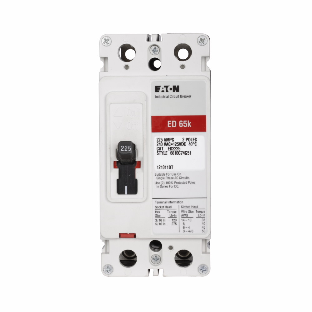 ED2150 C Series Type ED Molded Case Circuit Breaker, 240 V AC/125 V DC, 150 A, 65 kA Interrupt, 2 Poles, Thermal Magnetic Trip