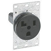 5371 Extra Heavy Duty Grounding Straight Blade Receptacle, 125 VAC, 30 A, 2 Poles, 3 Wires, Black