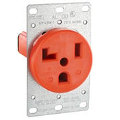 5371-IG Extra Heavy Duty Isolated Grounding Straight Blade Receptacle, 125 V AC, 30 A, 2 Poles, 3 Wires, Orange