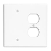 80508-W Blank Midway Size Combination Wall Plate, 2 Gangs, 4.94 in W x 4.875 in H, Thermoset, White