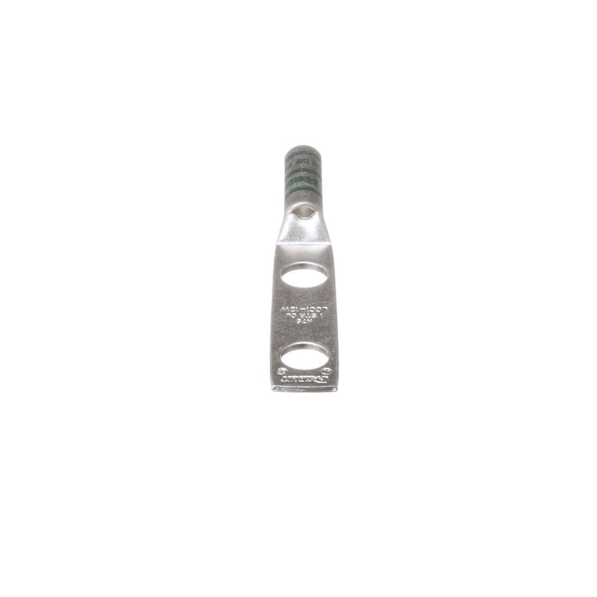 LCC1-12W-E Pan-Lug LCC-W 2-Hole Compression Connector Lug, 1 AWG Stranded Copper Conductor, Die Code: P37, 42.767 in Stud, Tin Plated Copper