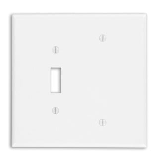 88106 Blank Oversized Combination Wall Plate, 2 Gangs, 5.31 in W x 5.25 in H, Thermoset, White