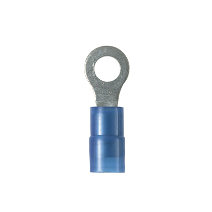 Pan-Term PN14-10R-C Ring Terminal, Blue, Nylon, 14-18 AWG, #10 Stud, PK100