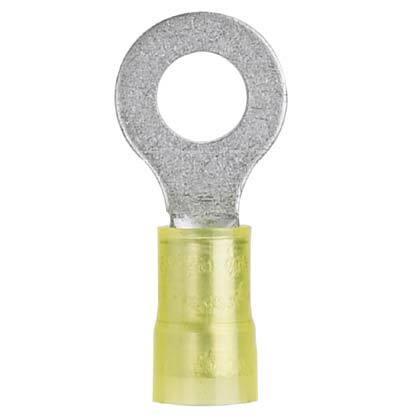 Pan-Term PN10-8R-L Ring Terminal, Yellow, Nylon, 10-12 AWG, PK50