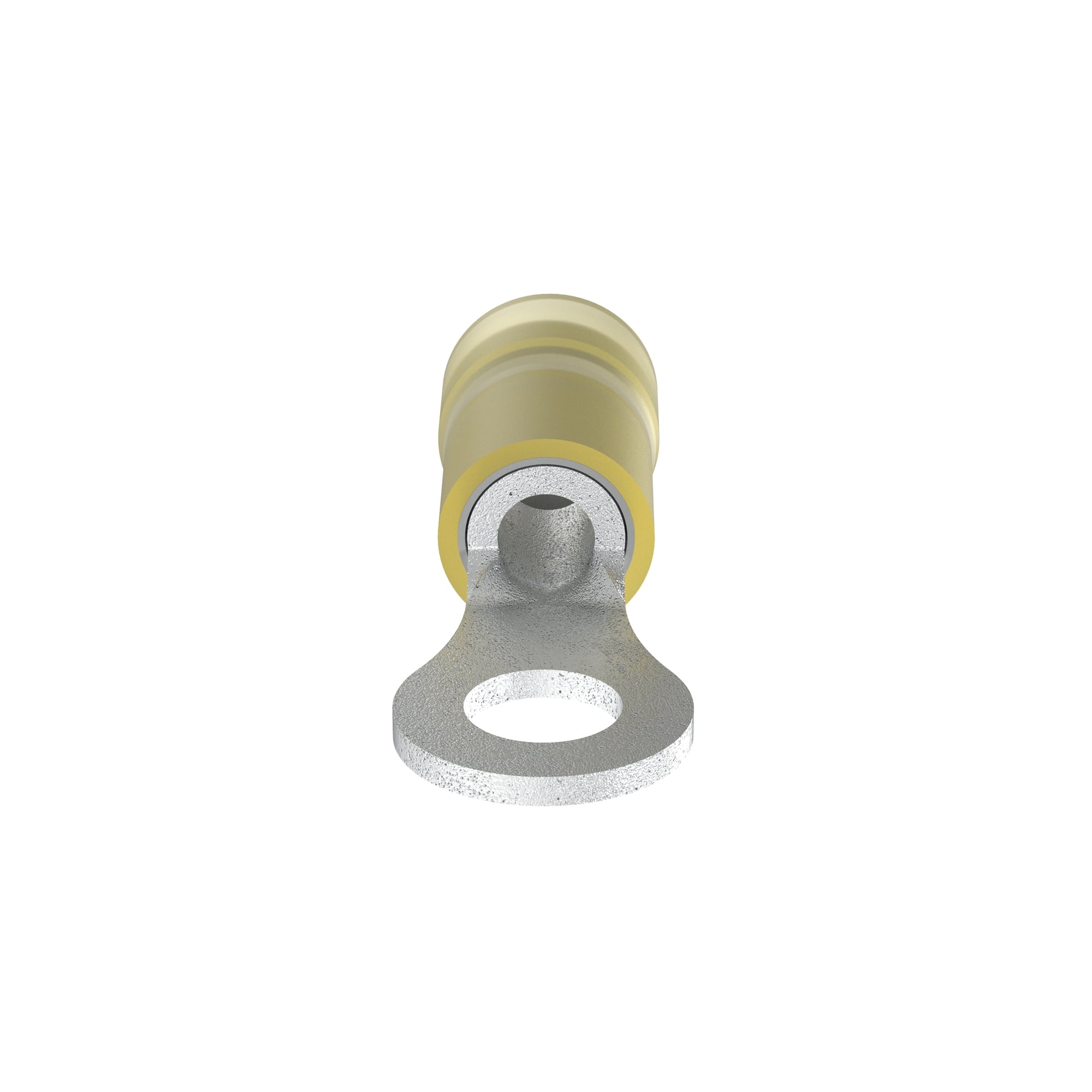 PN10-10R-D Pan-Term Type PN-R Ring Terminal, 10 AWG Conductor, 1.06 in L, Brazed Seam/Seamed/Standard/Internal Serration/Insulation Support Barrel, Copper, Yellow
