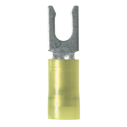PN10-6LF-D Pan-Term Loose Piece Fork Terminal, #10 Conductor, 1.02 in L, Sleeved Barrel, Copper, Yellow