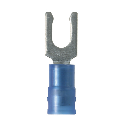 PN14-10LF-C Pan-Term Loose Piece Fork Terminal, #14 Conductor, 0.91 in L, Sleeved Barrel, Copper, Blue