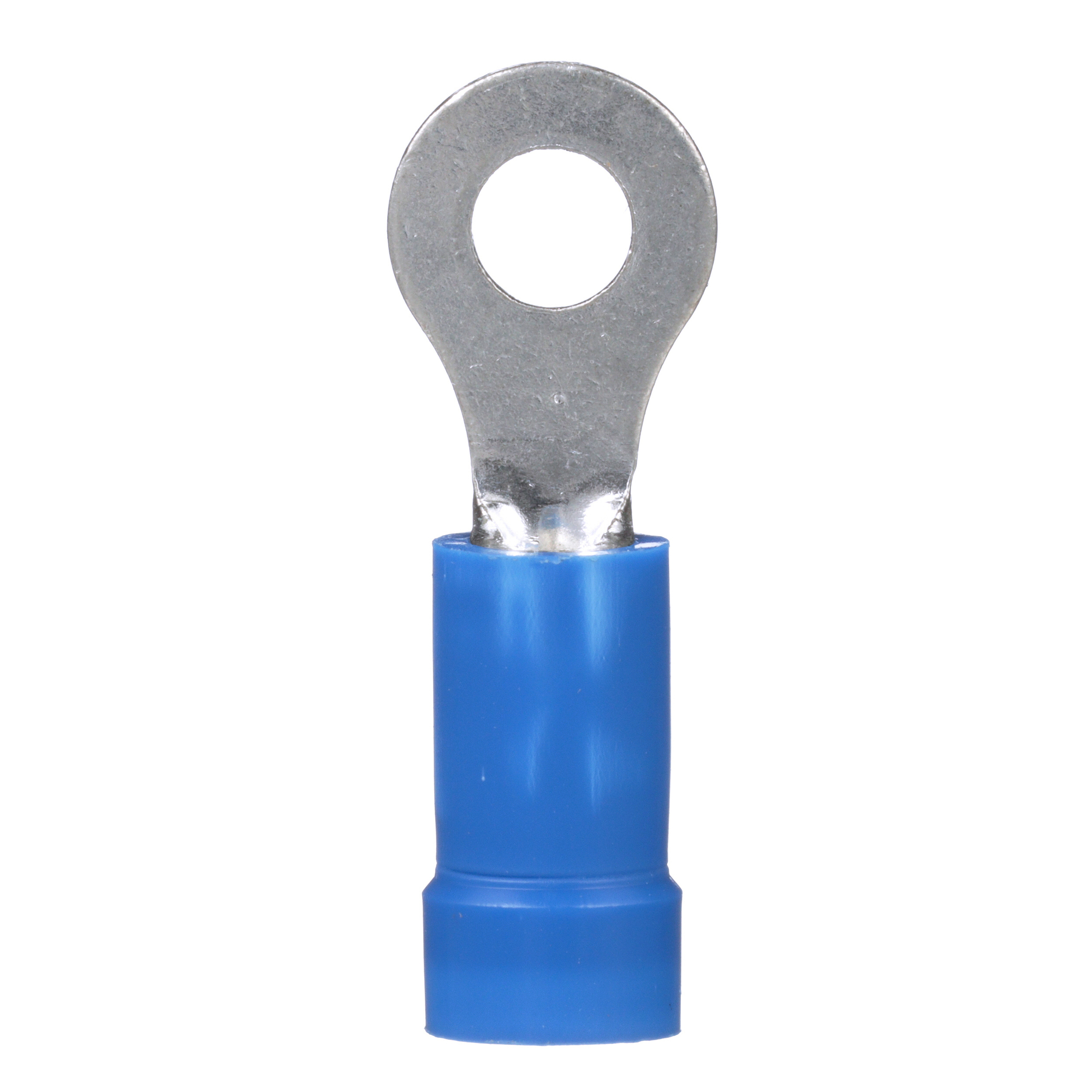 Pan-Term PV14-6R-M Ring Terminal, Blue, Vinyl, 14-16 AWG, #6 Stud, PK1000