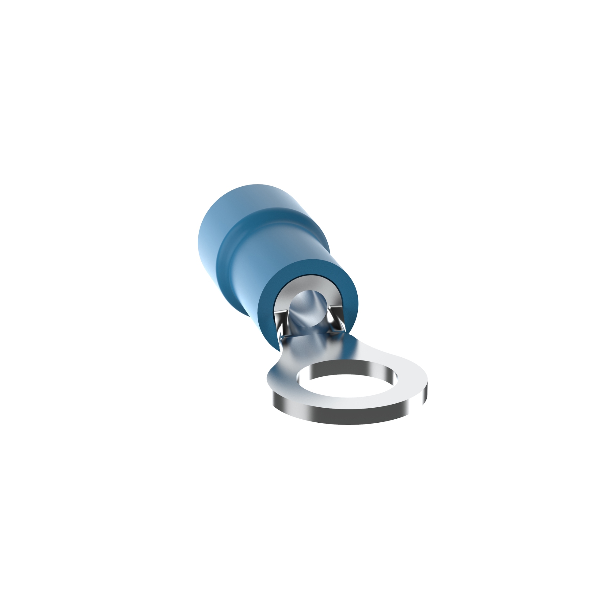PV14-10R-M Pan-Term Type PV-R Loose Piece Ring Terminal, 14 AWG Conductor, 0.92 in L, Brazed Seam/Butted Seam/Funnel Entry/Insulation Support/Internal Serration Barrel, Copper, Blue