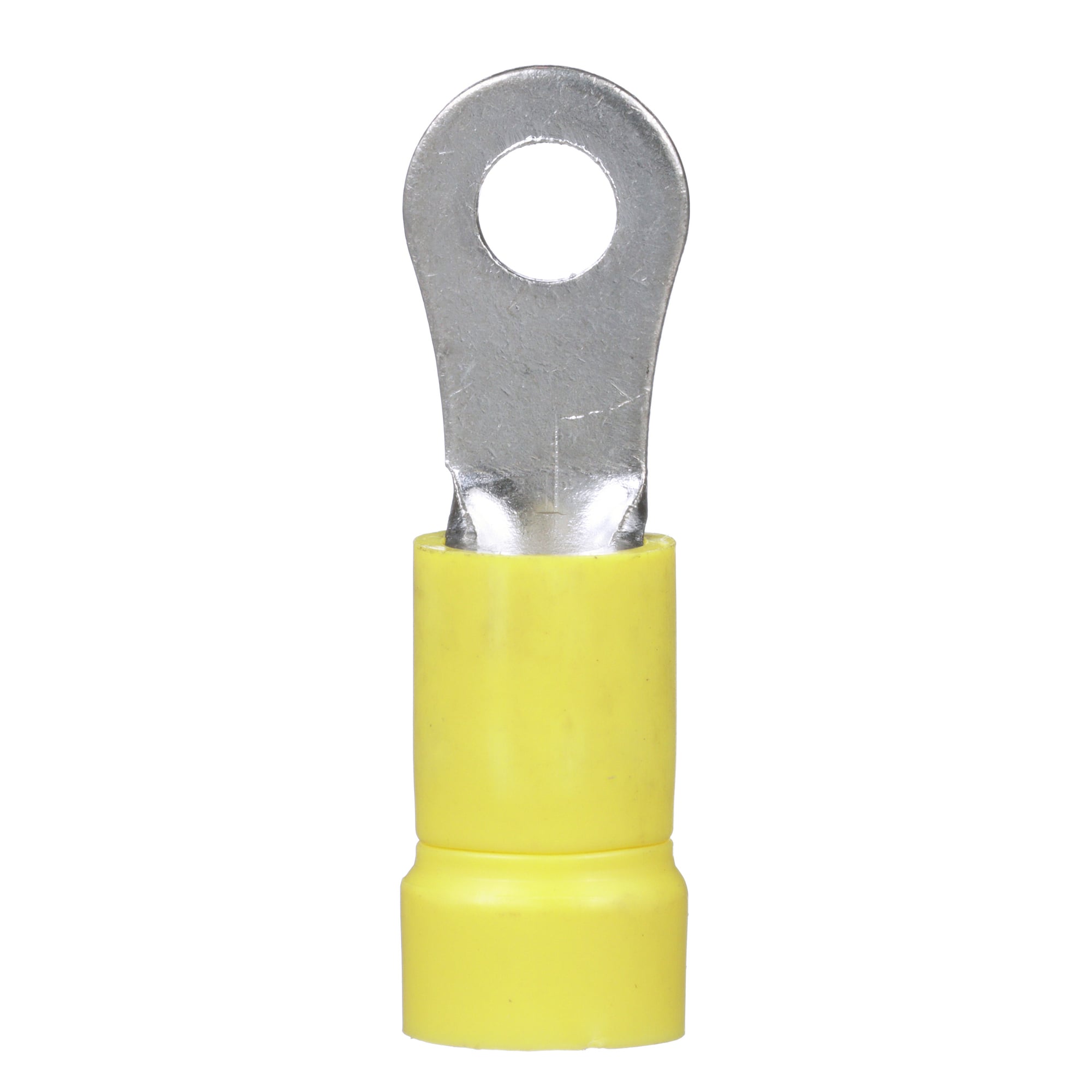 PV10-6R-L Pan-Term Type PV-R Ring Terminal, 12 to 10 AWG Conductor, 1.05 in L, Brazed Seam/Funnel Entry/Insulation Support/Internal Serration Barrel, Copper, Yellow