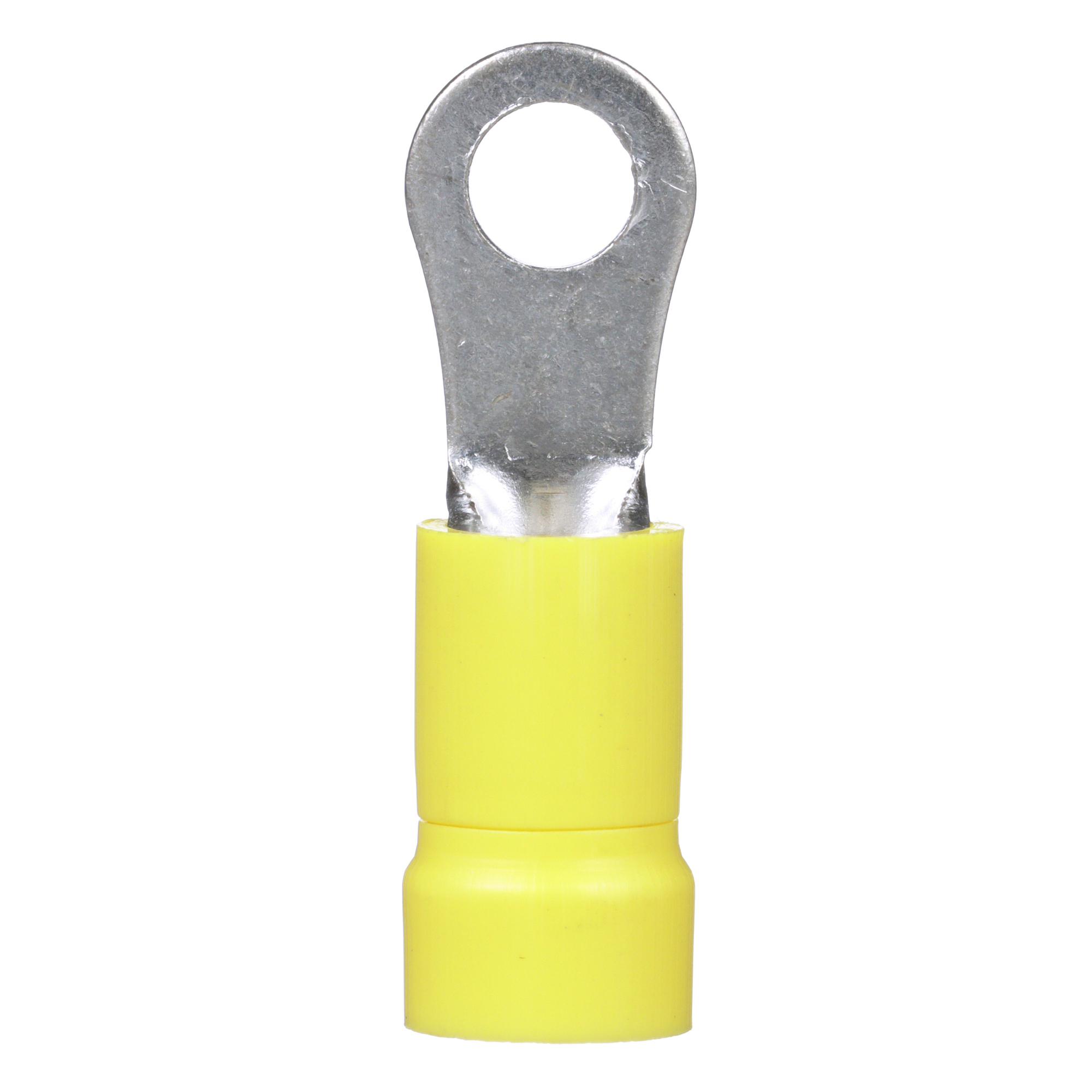 PV10-8R-L Pan-Term Type PV-R Loose Piece Ring Terminal, 12 to 10 AWG Conductor, 1.05 in L, Brazed Seam/Funnel Entry/Insulation Support/Internal Serration Barrel, Copper, Yellow