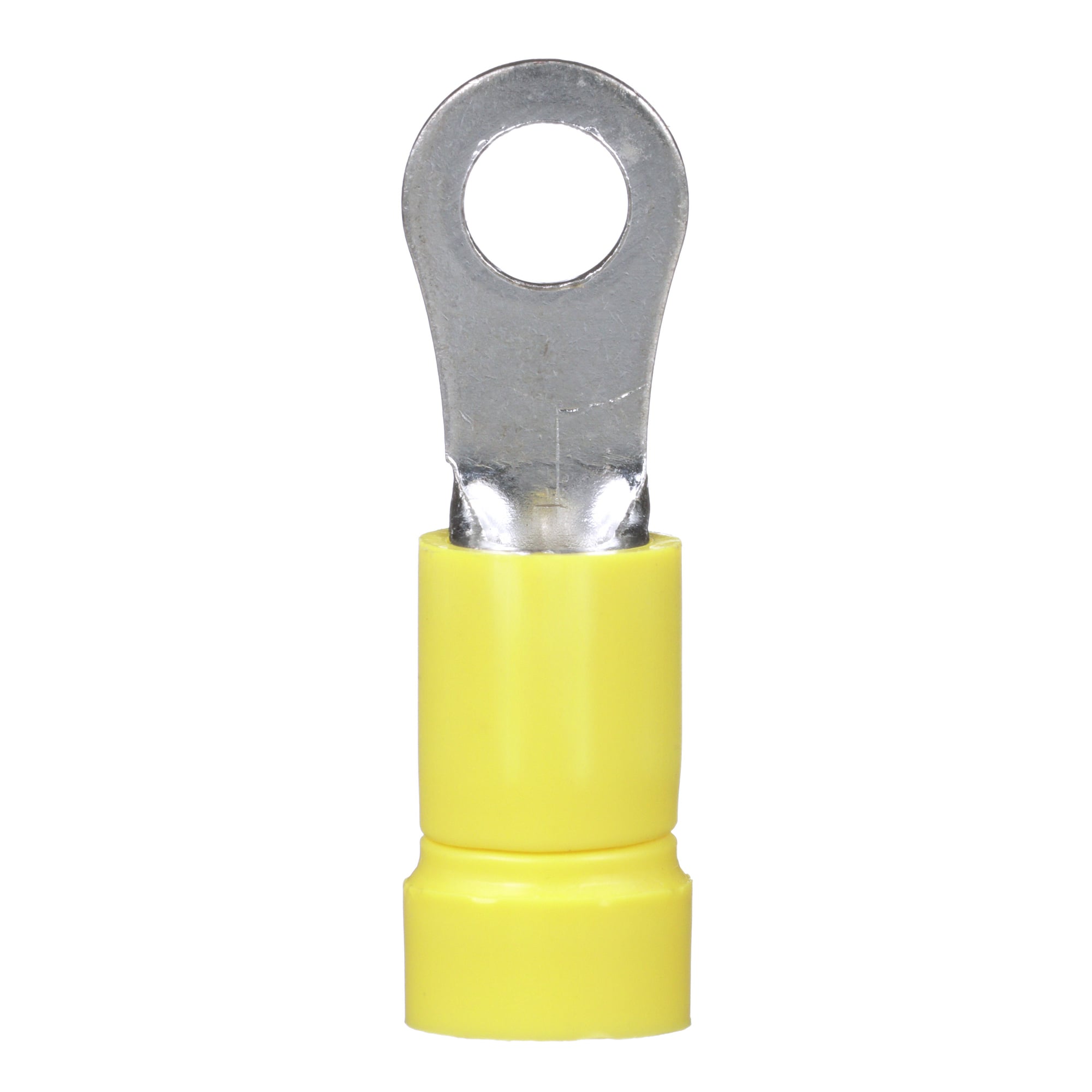PV10-8R-D Pan-Term Type PV-R Loose Piece Ring Terminal, 12 to 10 AWG Conductor, 1.05 in L, Brazed Seam/Funnel Entry/Insulation Support Barrel, Copper, Yellow