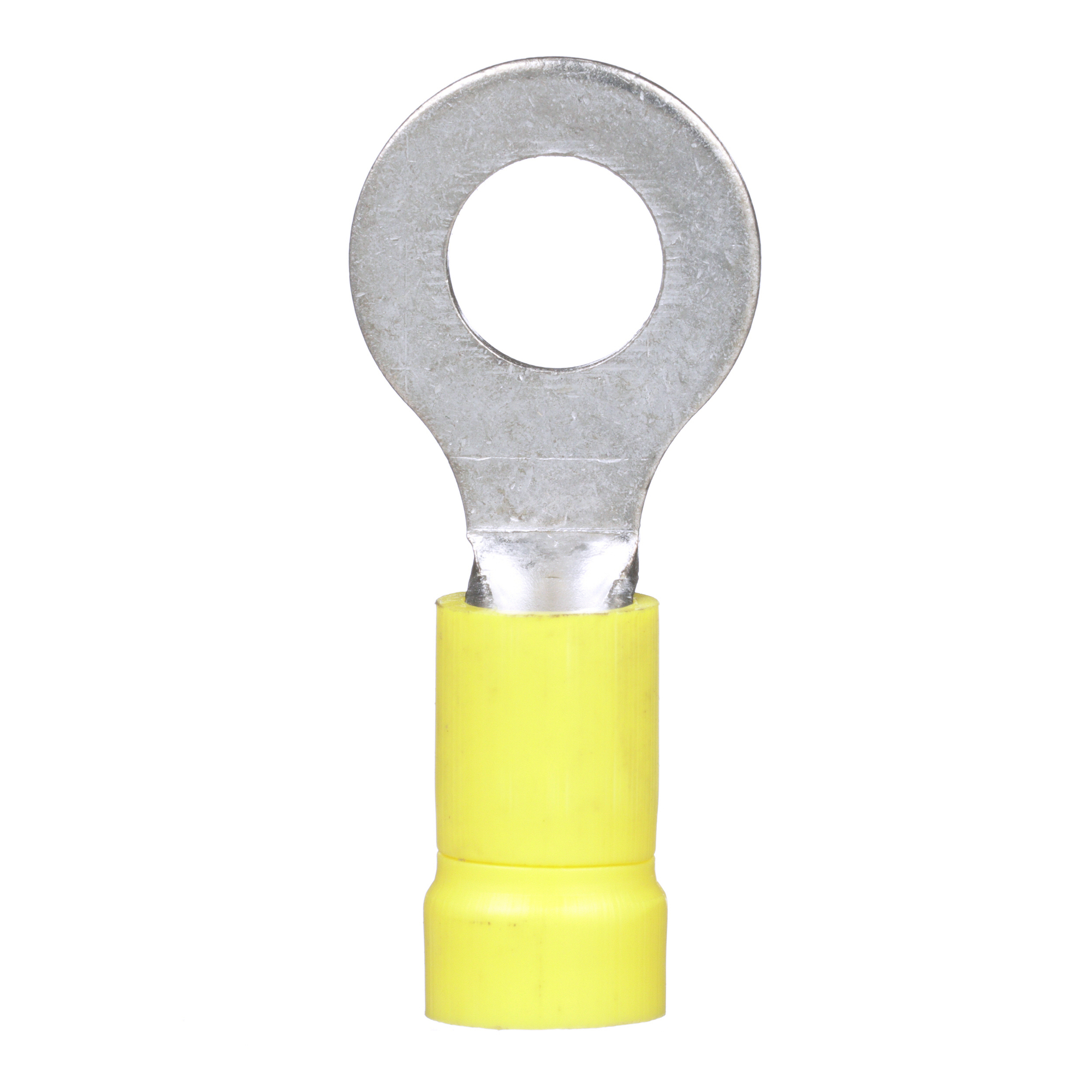 Pan-Term PV10-14R-L Ring Terminal, Yellow, Vinyl, 10-12 AWG, 1/4" Stud, PK50