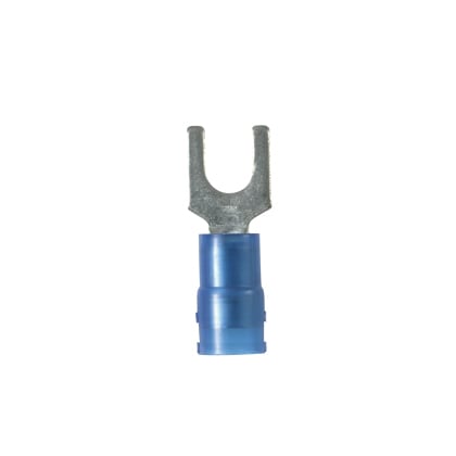 PN14-6F-M Pan-Term Loose Piece Fork Terminal, #14 Conductor, 0.79 in L, Sleeved Barrel, Copper, Blue