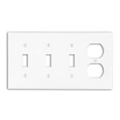 P38-I Standard Size Combination Wall Plate, 4 Gangs, 8.19 in W x 4.5 in H, Thermoset, Ivory