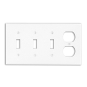 P38 Standard Size Combination Wall Plate, 4 Gangs, 8.19 in W x 4.5 in H, Thermoset, Brown