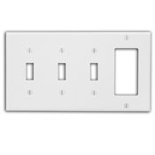 P326 Standard Size Combination Wall Plate, 4 Gangs, 8.19 in W x 4.5 in H, Thermoset, Brown