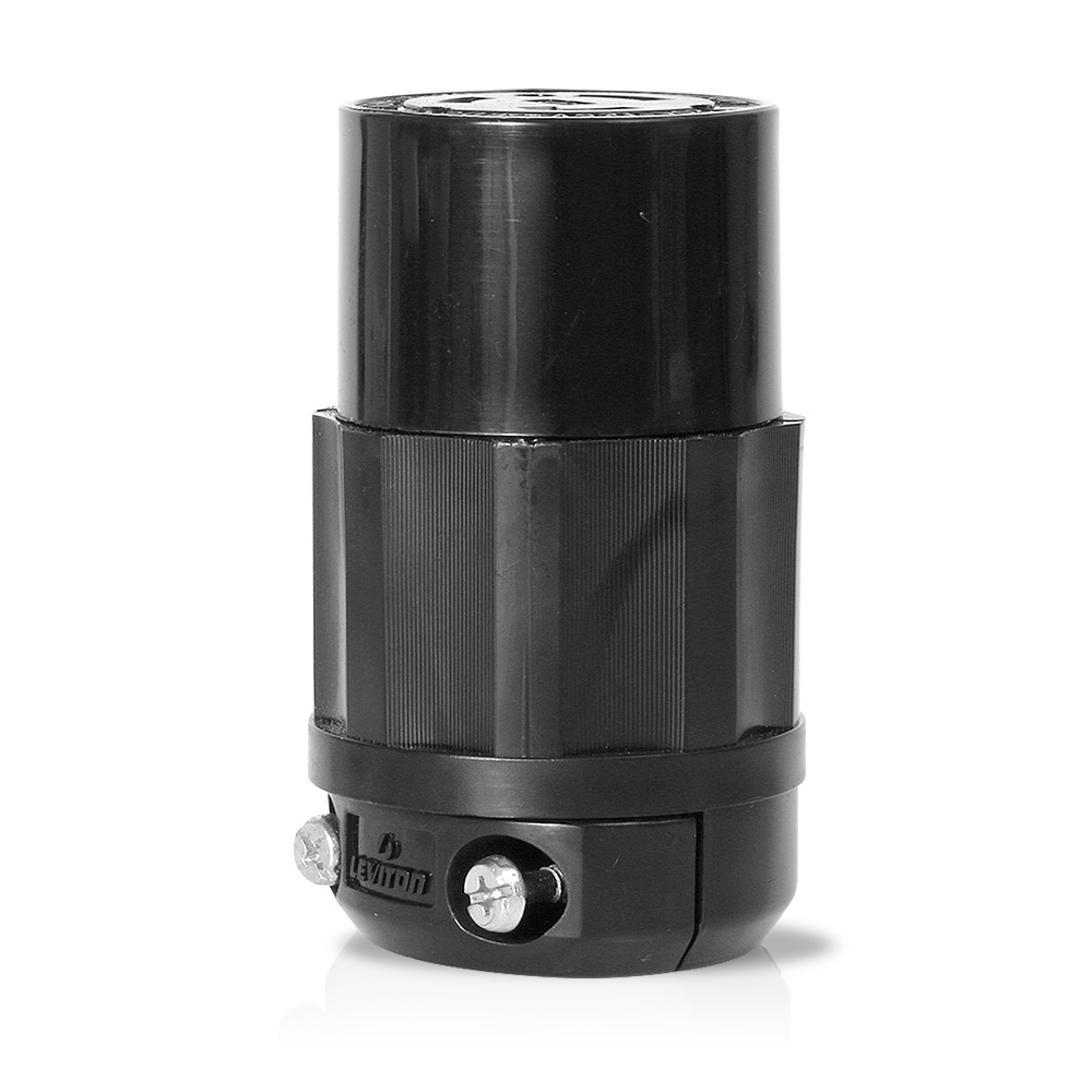2313-B Cable Mount Locking Connector, 125 V AC, 20 A, 2 Poles, 3 Wires, Black