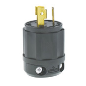 2611-B 1-Phase Grounding Cable Mount Locking Plug, 125 V AC, 30 A, 2 Poles, 3 Wires, Black