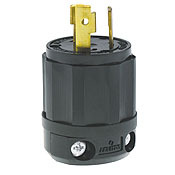 2621-B 1-Phase Grounding Cable Mount Locking Plug, 250 V AC, 30 A, 2 Poles, 3 Wires, Black