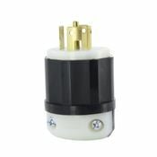 3521-C Cable Mount Grounding Locking Plug, 250 V AC/600 V DC, 10/20 A, 4 Poles, 5 Wires, Black/White