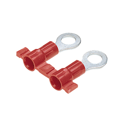 Reel Smart PV18-8RB-3K Ring Terminal, Red, Vinyl, 18-22 AWG, #8 Stud, PK3000