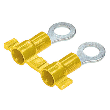 Reel Smart PV10-38RB-2K Ring Terminal, Yellow, Vinyl, 10-12 AWG, 3/8" Stud