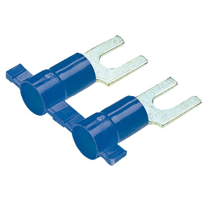 PV14-6FNB-3K Pan-Term Reel Smart Reel-Fed Fork Terminal, #14 Conductor, 0.78 in L, Butted Seam/Funnel Entry/Insulation Support Barrel, Copper, Blue