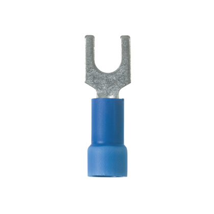 PV14-10FX-C Pan-Term Loose Piece Fork Terminal, #14 Conductor, 0.97 in L, Brazed Seam/Funnel Entry Barrel, Copper, Blue