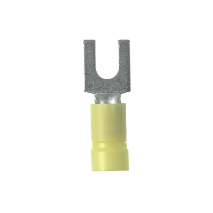 PV10-6F-D Pan-Term Loose Piece Fork Terminal, #10 Conductor, 1.01 in L, Brazed Seam/Funnel Entry Barrel, Copper, Yellow