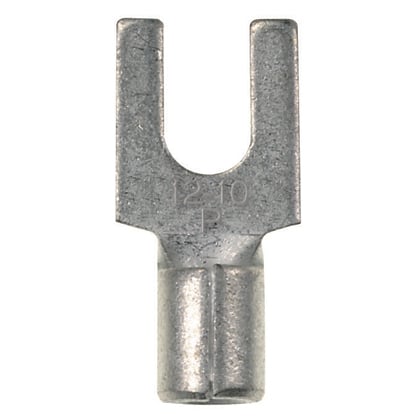 P14-8F-C Pan-Term Loose Piece Non-Insulated Fork Terminal, #14 Conductor, 0.69 in L, Brazed Seam Barrel, Copper, Metallic
