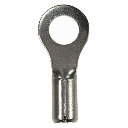 P18-8RHT6-C Pan-Term Type P-RHT High Temperature Non-Insulated Ring Terminal, 16 AWG Conductor, 0.71 in L, Brazed Seam/Standard/Internal Serration/Insulation Support Barrel, Copper, Silver