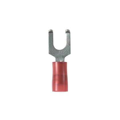 PN18-8FF-C Pan-Term Loose Piece Insulated Fork Terminal, #16 Conductor, 0.88 in L, Internal Serration/Sleeve/Standard Barrel, Copper, Red