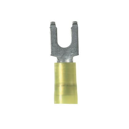 PN10-10FF-L Pan-Term Loose Piece Fork Terminal, #10 Conductor, 1.05 in L, Funnel Entry/Sleeved Barrel, Copper, Yellow