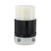7314-GC Cable Mount Grounding Locking Connector, 125/250 V AC, 20 A, 3 Poles, 3 Wires, Black/White