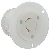 3326-C Non-Grounding Non-NEMA Receptacle Locking Flanged Outlet, 125/250 V AC, 20 A, 3 Poles, 3 Wires, White