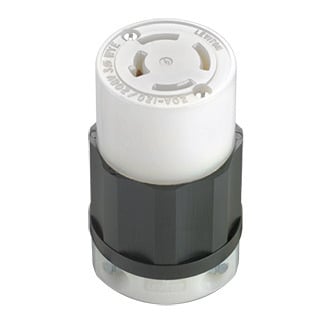 7413-C 3-Phase Non-Grounding Cable Mount Locking Connector, 120/208 V AC, 20 A, 4 Poles, 4 Wires, Black/White