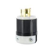 7411-C 3-Phase Non-Grounding Cable Mount Locking Plug, 120/208 V AC, 20 A, 4 Poles, 4 Wires, Black/White