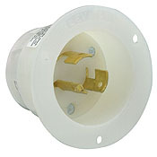 7408-C 3-Phase Non-Grounding Non-NEMA Receptacle Locking Flanged Inlet, 120/208 V AC, 20 A, 4 Poles, 4 Wires, White