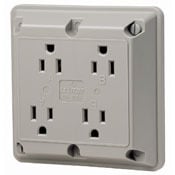 1254-HI 1-Phase 4-in-1 Extra Heavy Duty Grounding Quadruplex Straight Blade Receptacle, 125 V AC, 15 A, 2 Poles, 3 Wires, Ivory