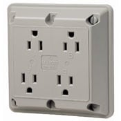 1254-HW 1-Phase 4-in-1 Extra Heavy Duty Grounding Quadruplex Straight Blade Receptacle, 125 V AC, 15 A, 2 Poles, 3 Wires, White